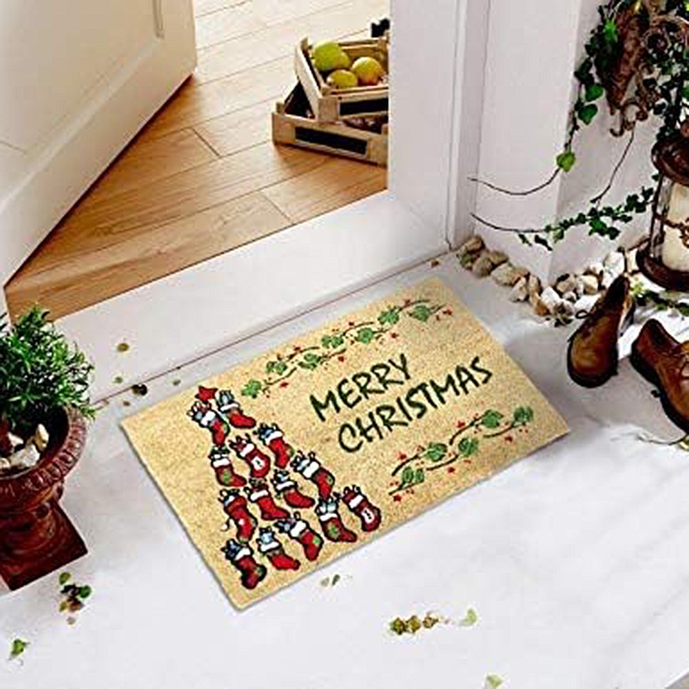 Christmas Socks Design Coir Doormat