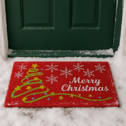 Christmas Star Design Coir Doormat