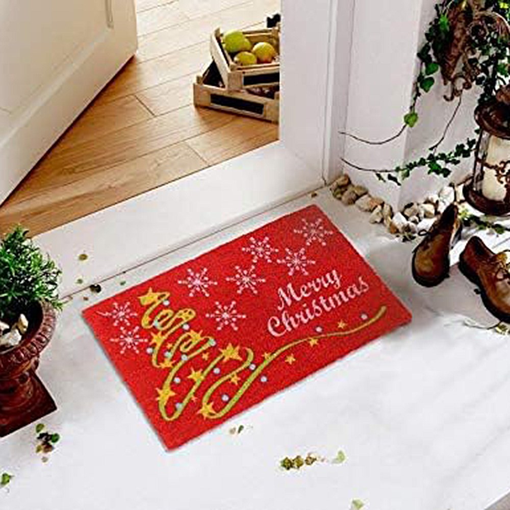 Christmas Star Design Coir Doormat
