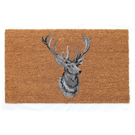 Christmas Stag Head Design Coir Doormat
