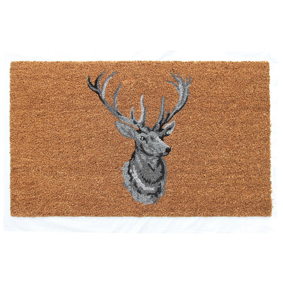 Christmas Stag Head Design Coir Doormat