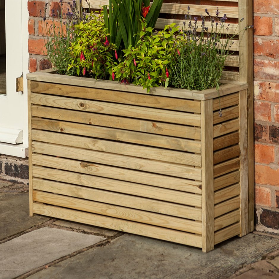 Natural Wooden Tall Trough Planter