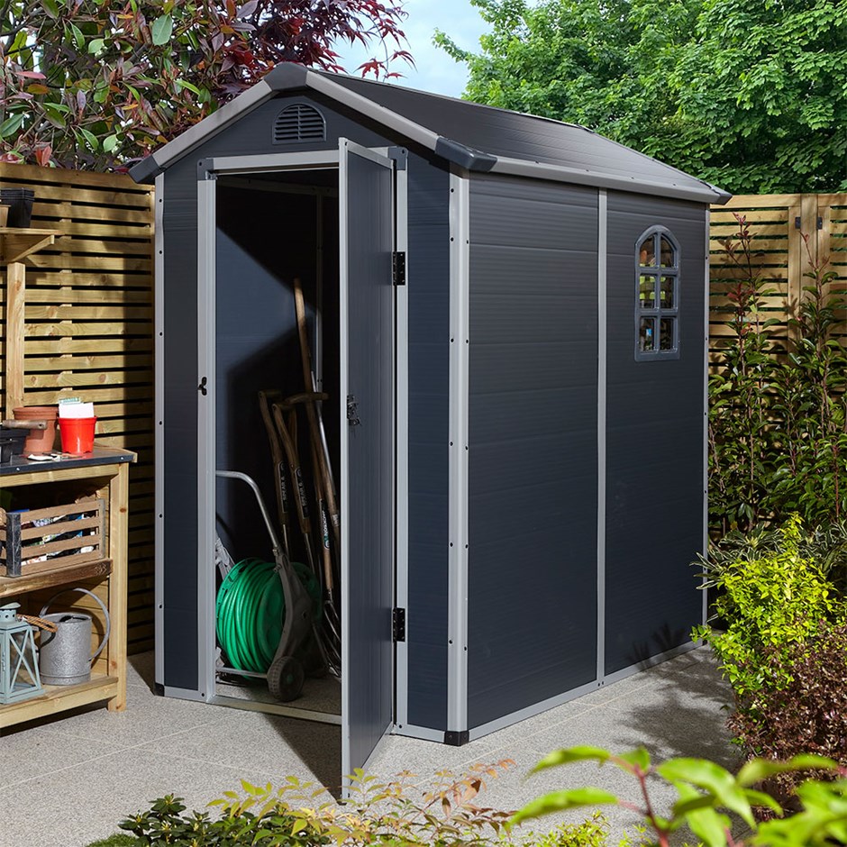 Airevale Apex Shed | Plastic | Dark Grey | 4 X 6 Feet