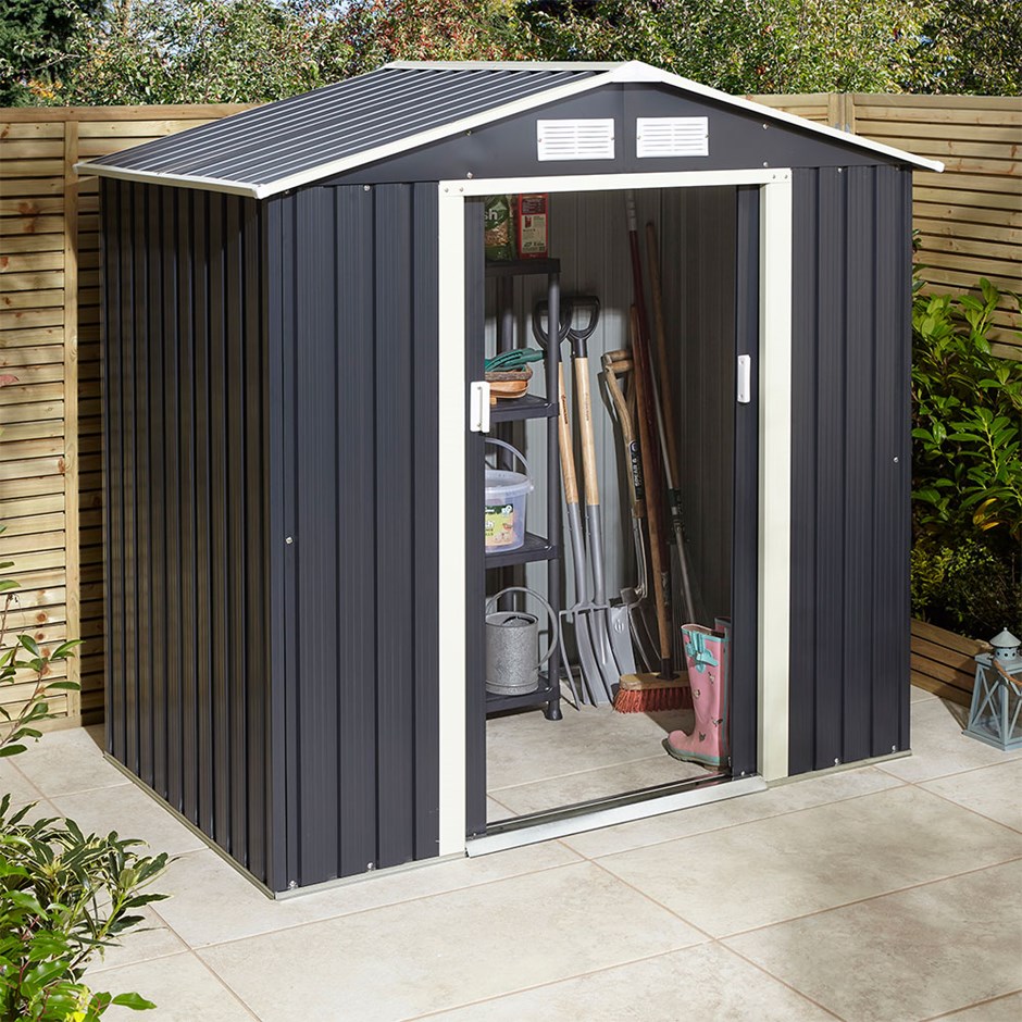 Trentvale Apex Shed | Steel | Dark Grey | 6 x 4 Feet