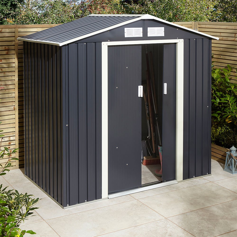 Trentvale Apex Shed | Steel | Dark Grey | 6 x 4 Feet