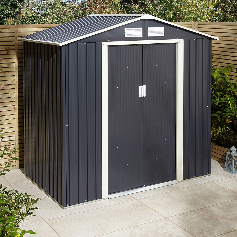 Trentvale Apex Shed | Steel | Dark Grey | 6 x 4 Feet