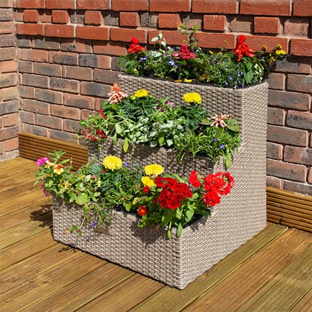Tier Rattan Planter | Poly-Rattan Weave | Natural | H62cms x W62cms