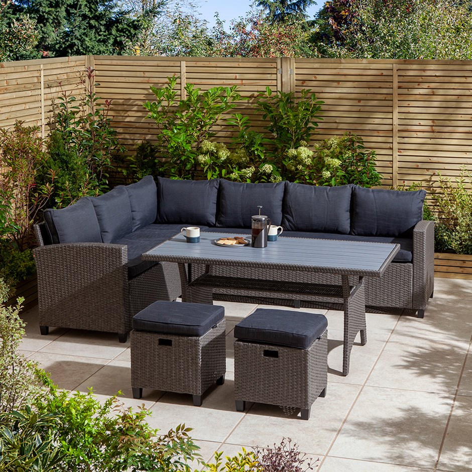 Devesa Corner Dining Set | Rattan Effect Weave | Grey