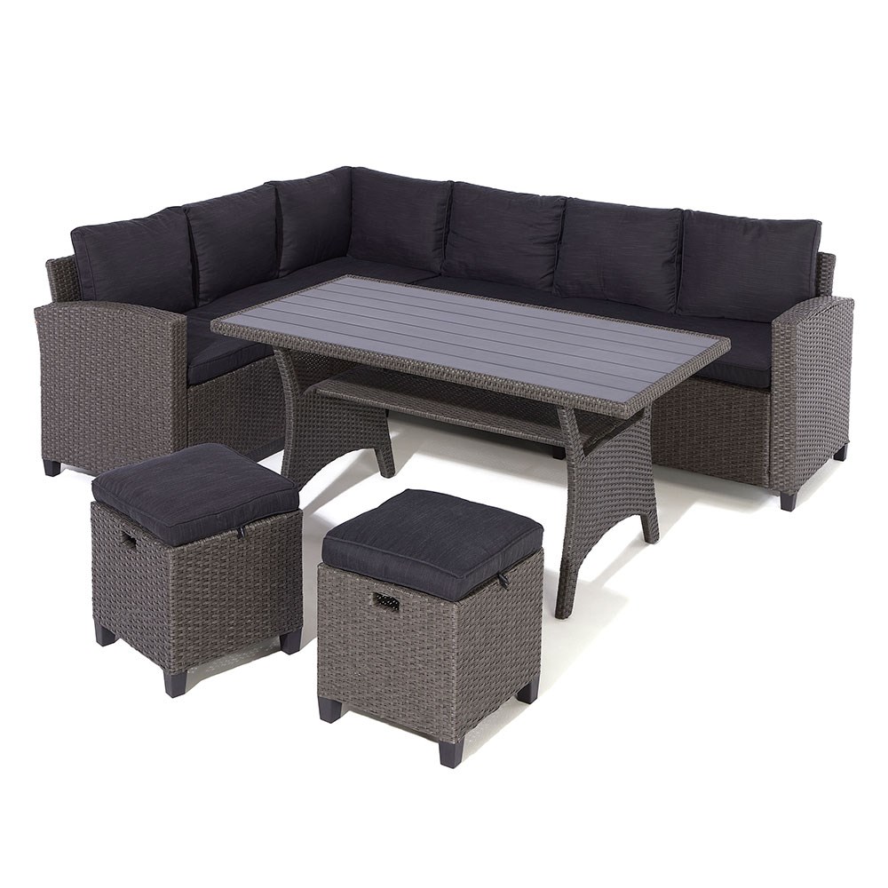 Devesa Corner Dining Set | Rattan Effect Weave | Grey