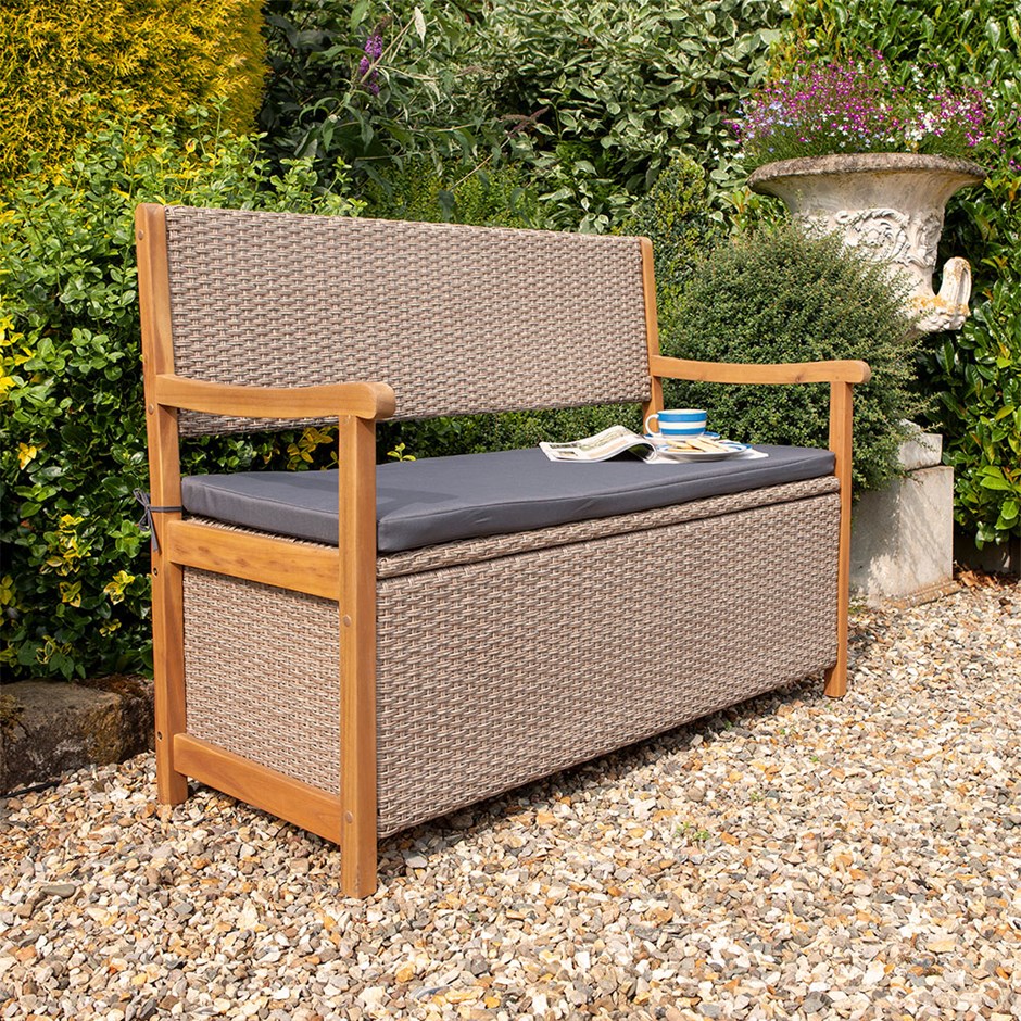 Alderley Rattan Storage Bench | Rattan Effect Weave | Natural |L120cms