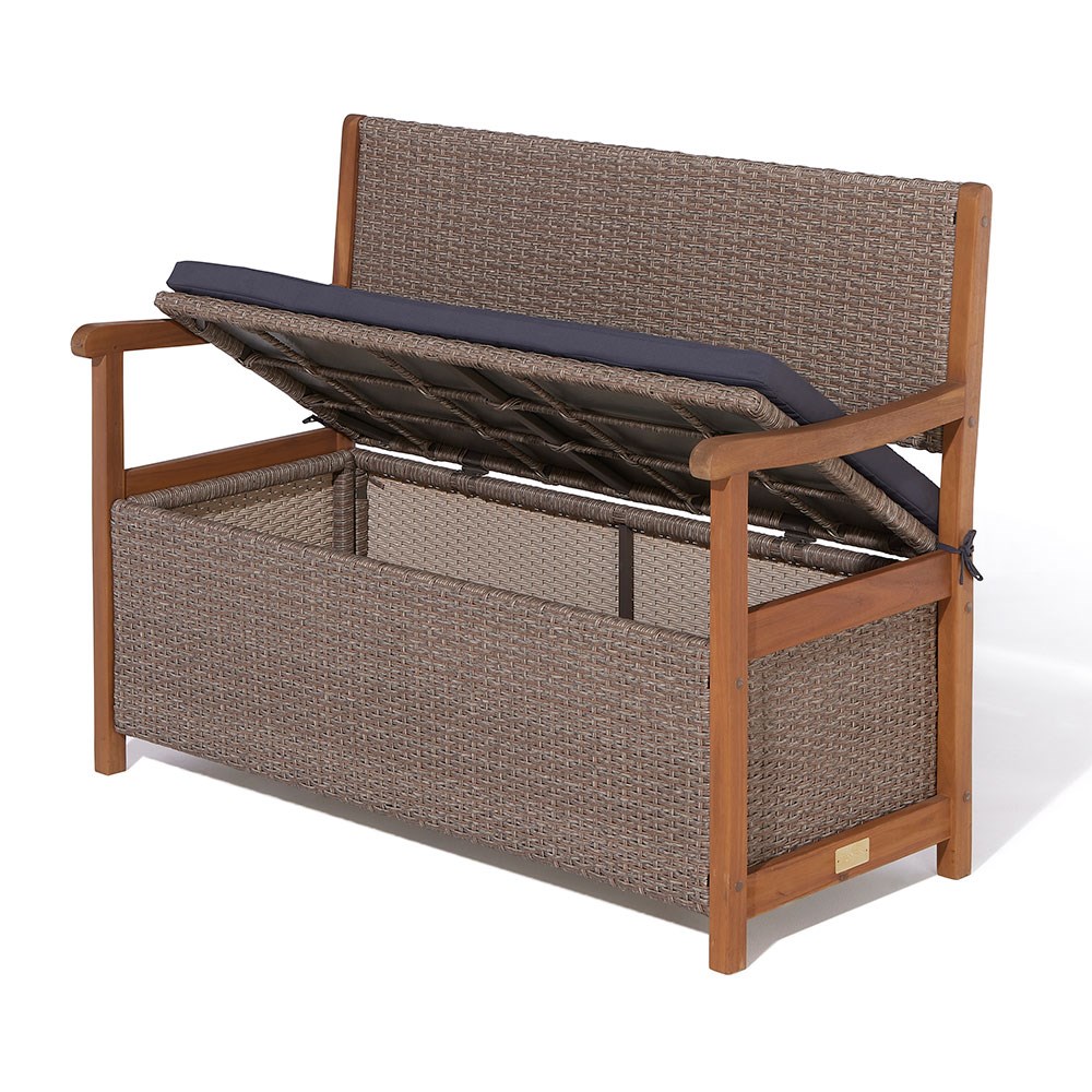 Alderley Rattan Storage Bench | Rattan Effect Weave | Natural |L120cms