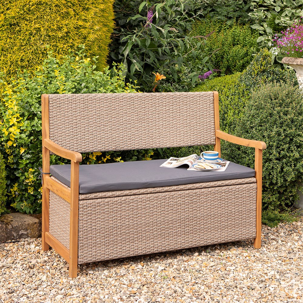 Alderley Rattan Storage Bench | Rattan Effect Weave | Natural |L120cms