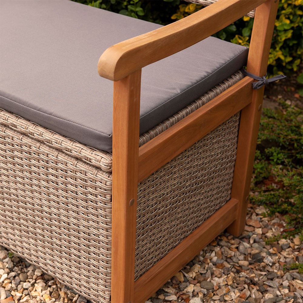 Alderley Rattan Storage Bench | Rattan Effect Weave | Natural |L120cms