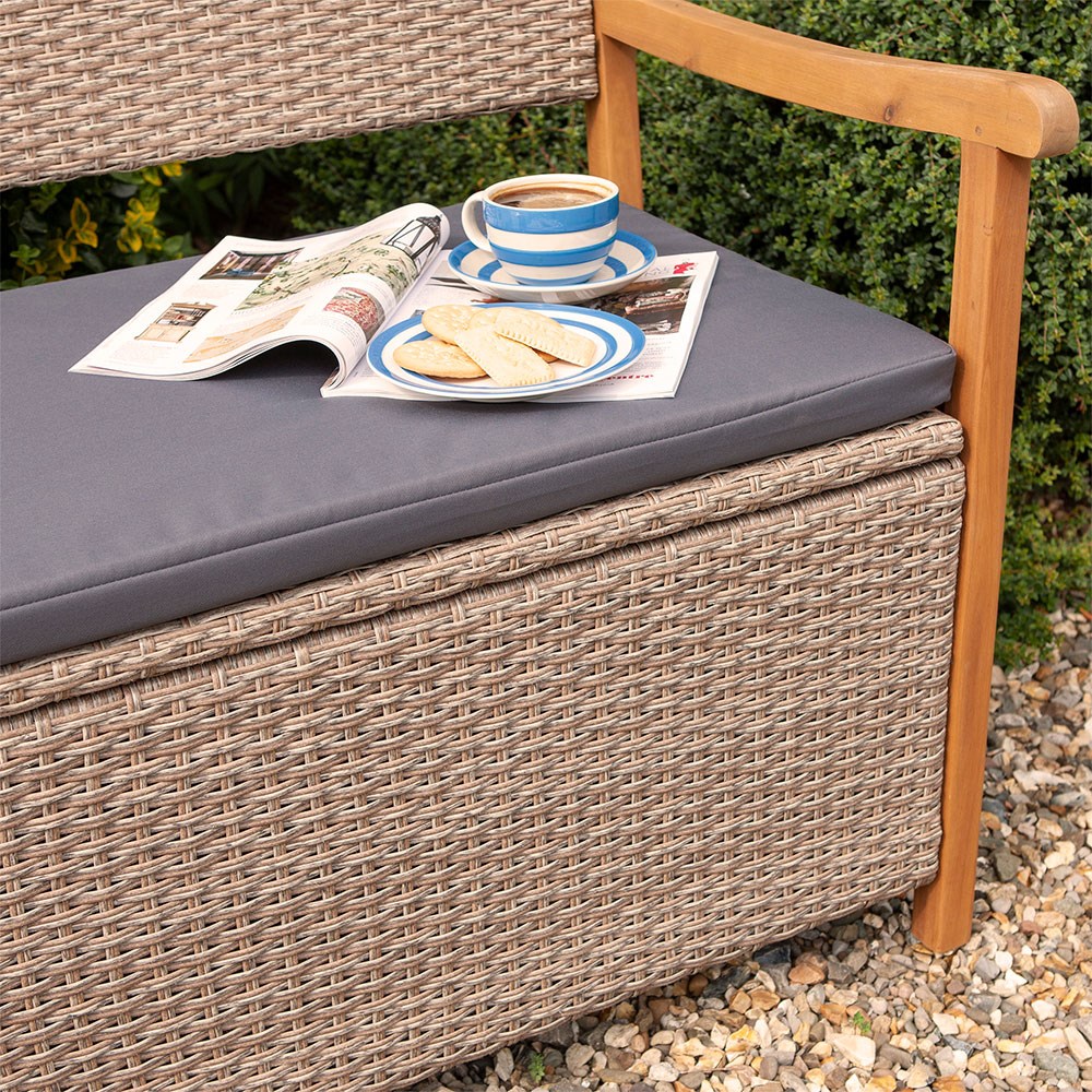 Alderley Rattan Storage Bench | Rattan Effect Weave | Natural |L120cms