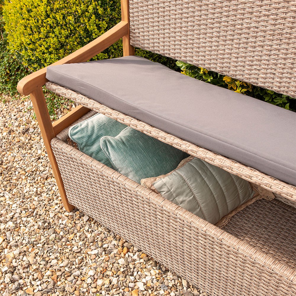 Alderley Rattan Storage Bench | Rattan Effect Weave | Natural |L120cms