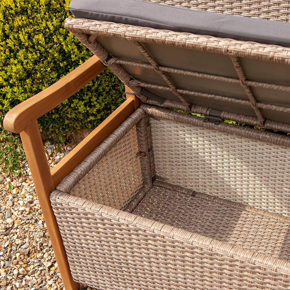 Alderley Rattan Storage Bench | Rattan Effect Weave | Natural |L120cms