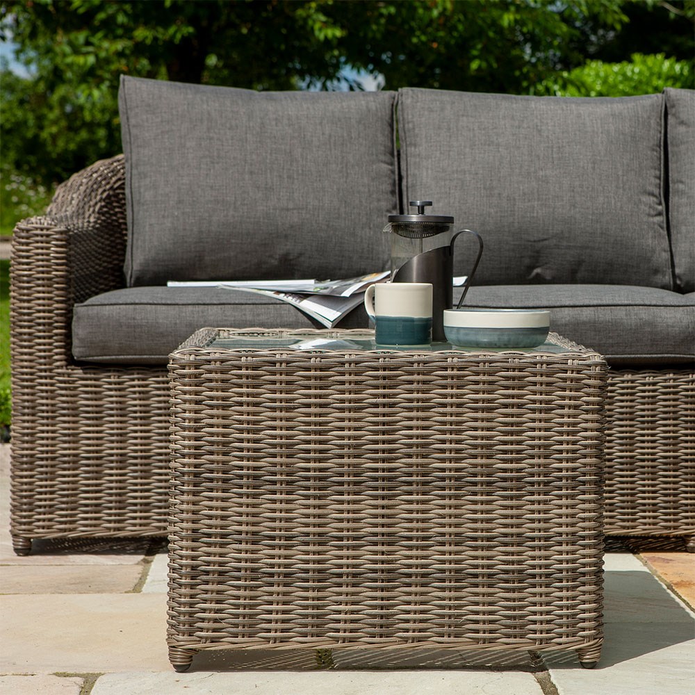 Bunbury Corner Set | Wood & Rattan Effect Weave | Natural | L2150cms x H80cms