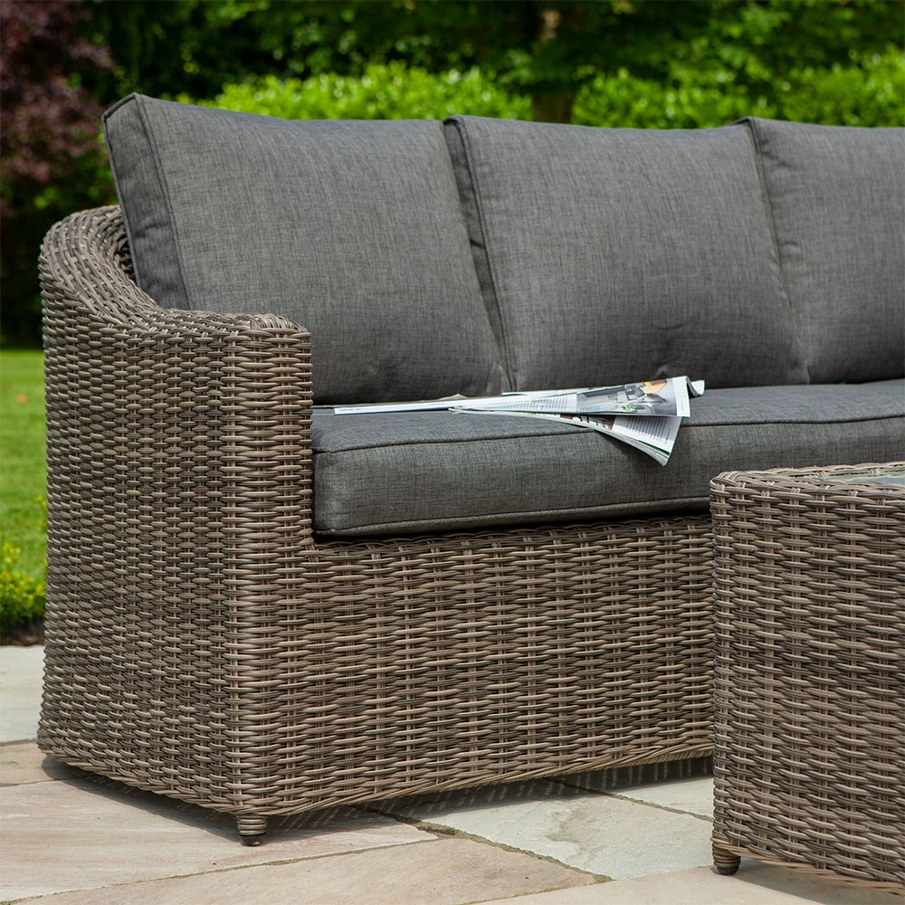 Bunbury Corner Set | Wood & Rattan Effect Weave | Natural | L2150cms x H80cms