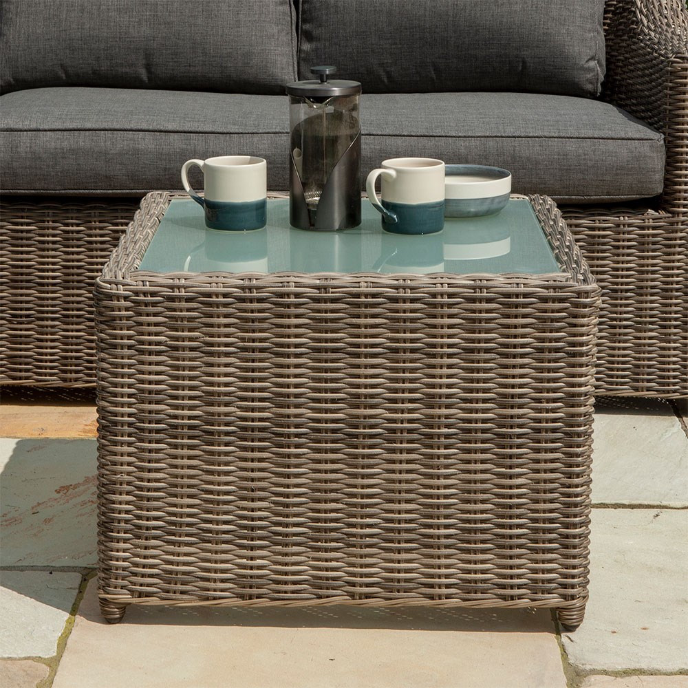 Bunbury Corner Set | Wood & Rattan Effect Weave | Natural | L2150cms x H80cms