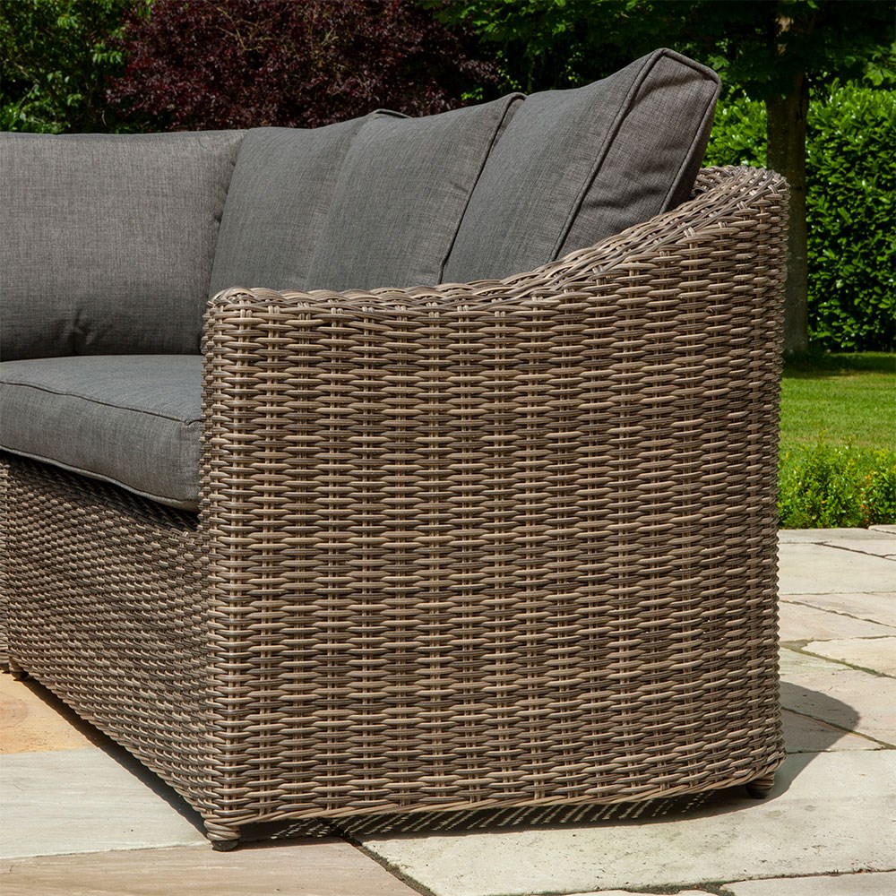 Bunbury Corner Set | Wood & Rattan Effect Weave | Natural | L2150cms x H80cms