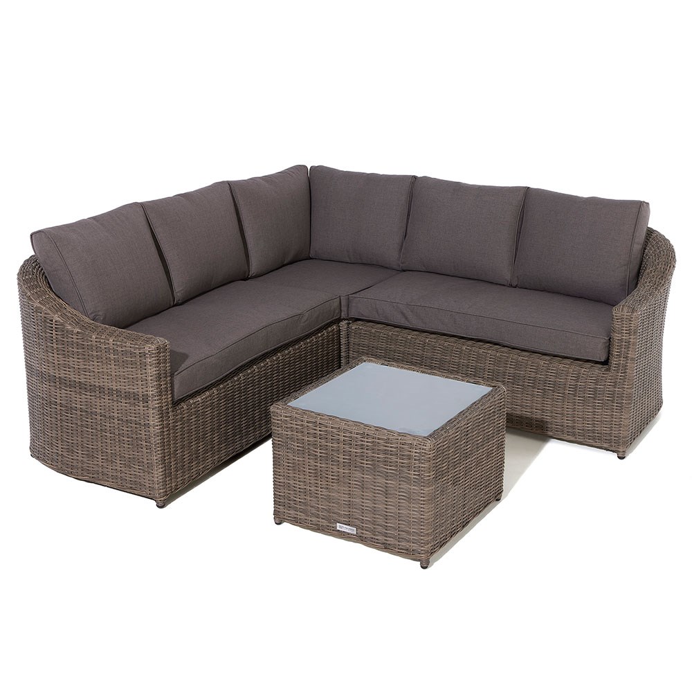 Bunbury Corner Set | Wood & Rattan Effect Weave | Natural | L2150cms x H80cms