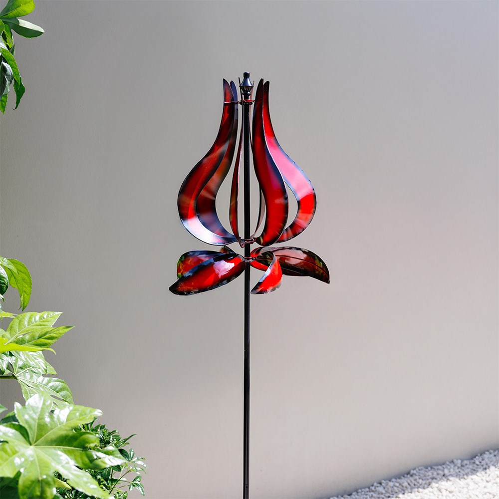 Flower Bulb Wind Spinner - Red