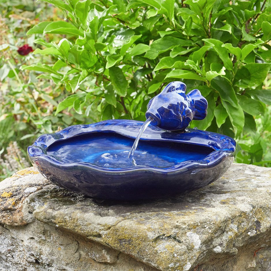 Solar Ceramic Fish Fountain Outdoor Decor by Smart Garden