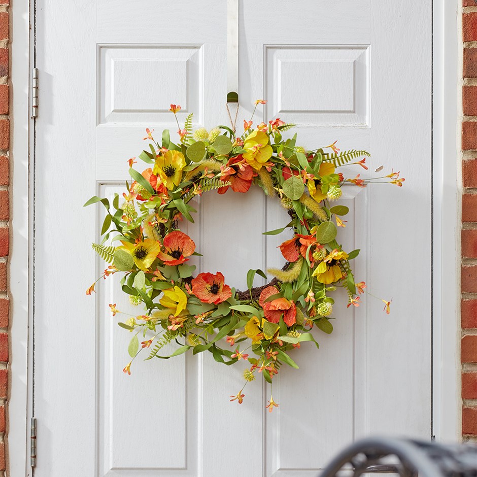 Artificial Wreath Poppies Whirl 45cm