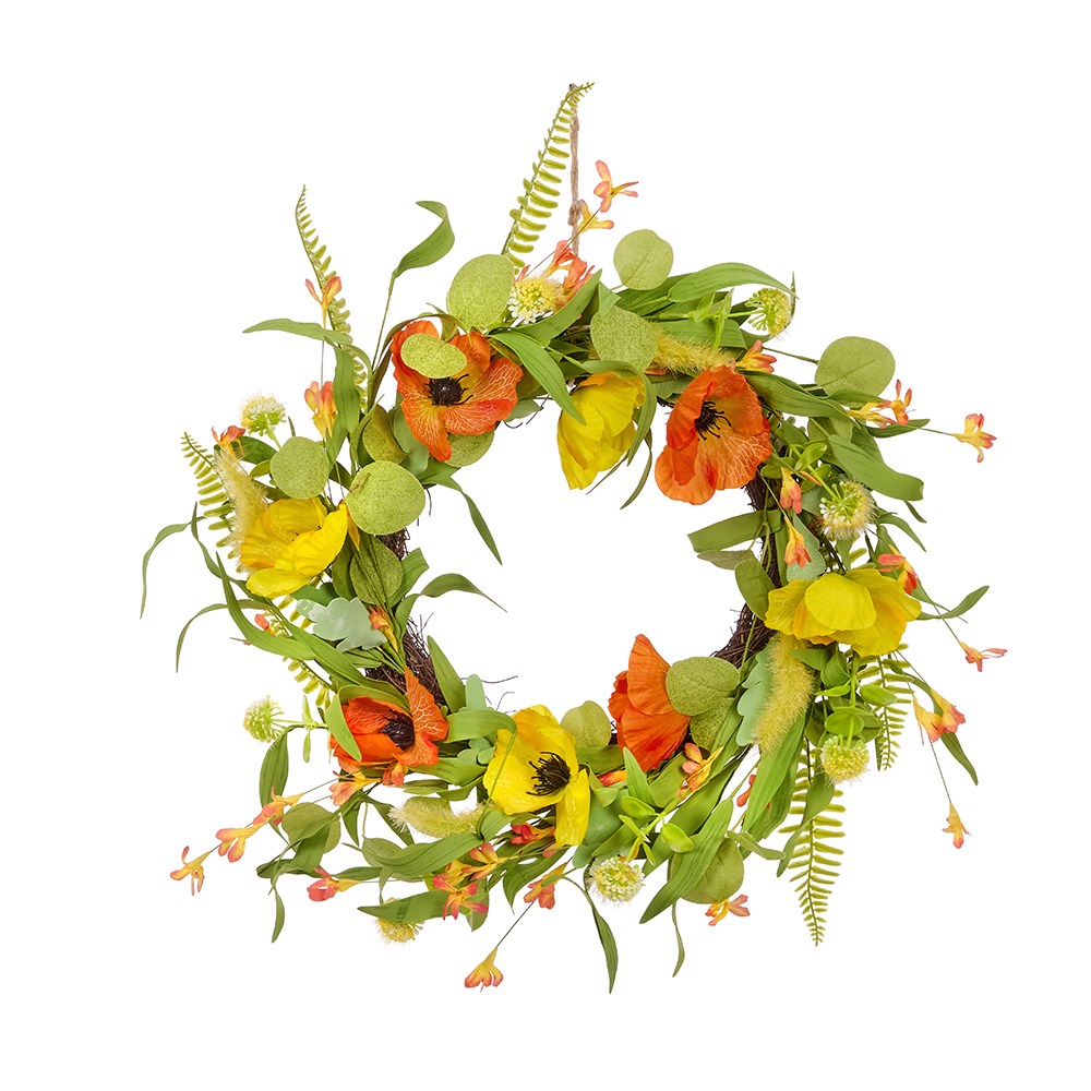 Artificial Wreath Poppies Whirl 45cm
