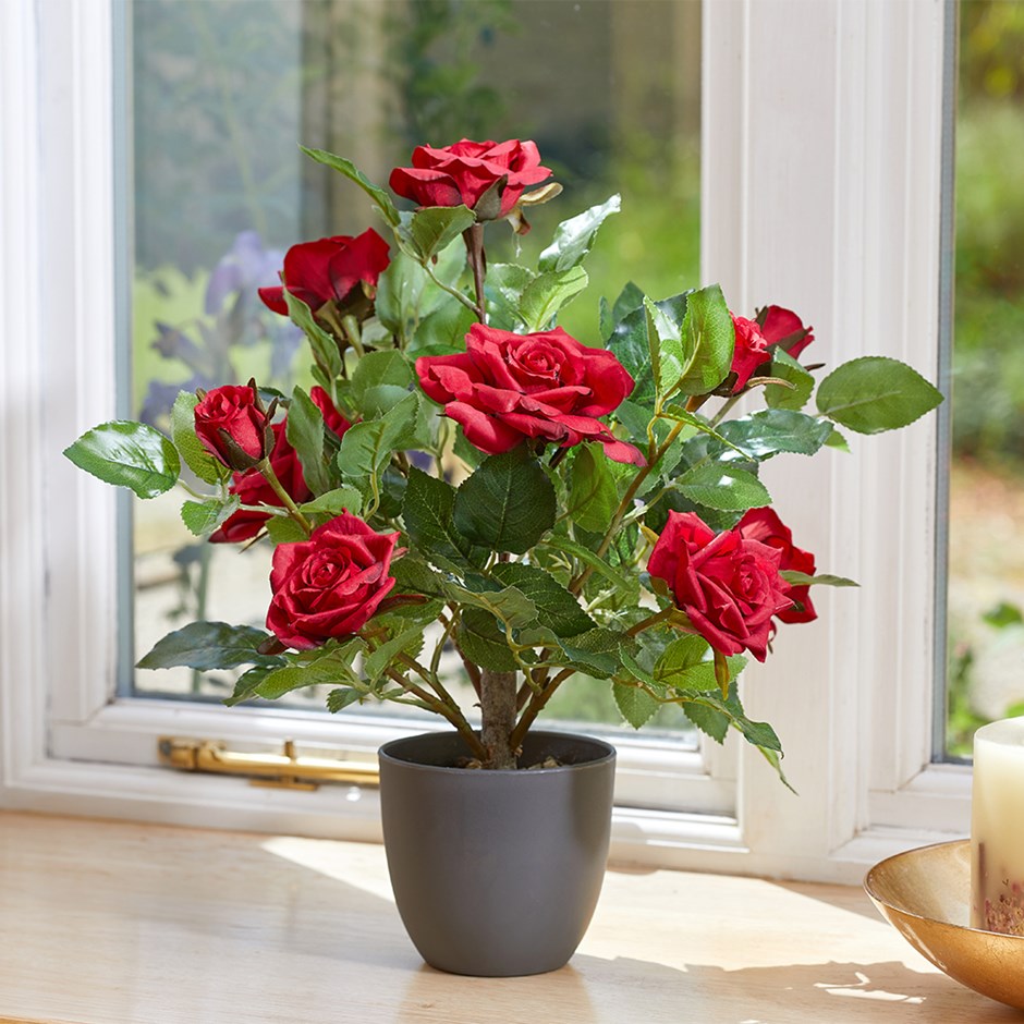 Regent's Roses Ruby Red Artificial Plant 40cm