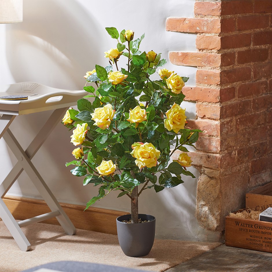 Regent's Roses Sunshine Yellow Artificial Plant 80cm