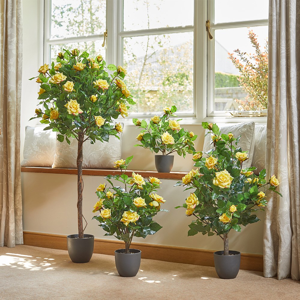 Regent's Roses Sunshine Yellow Artificial Plant 80cm