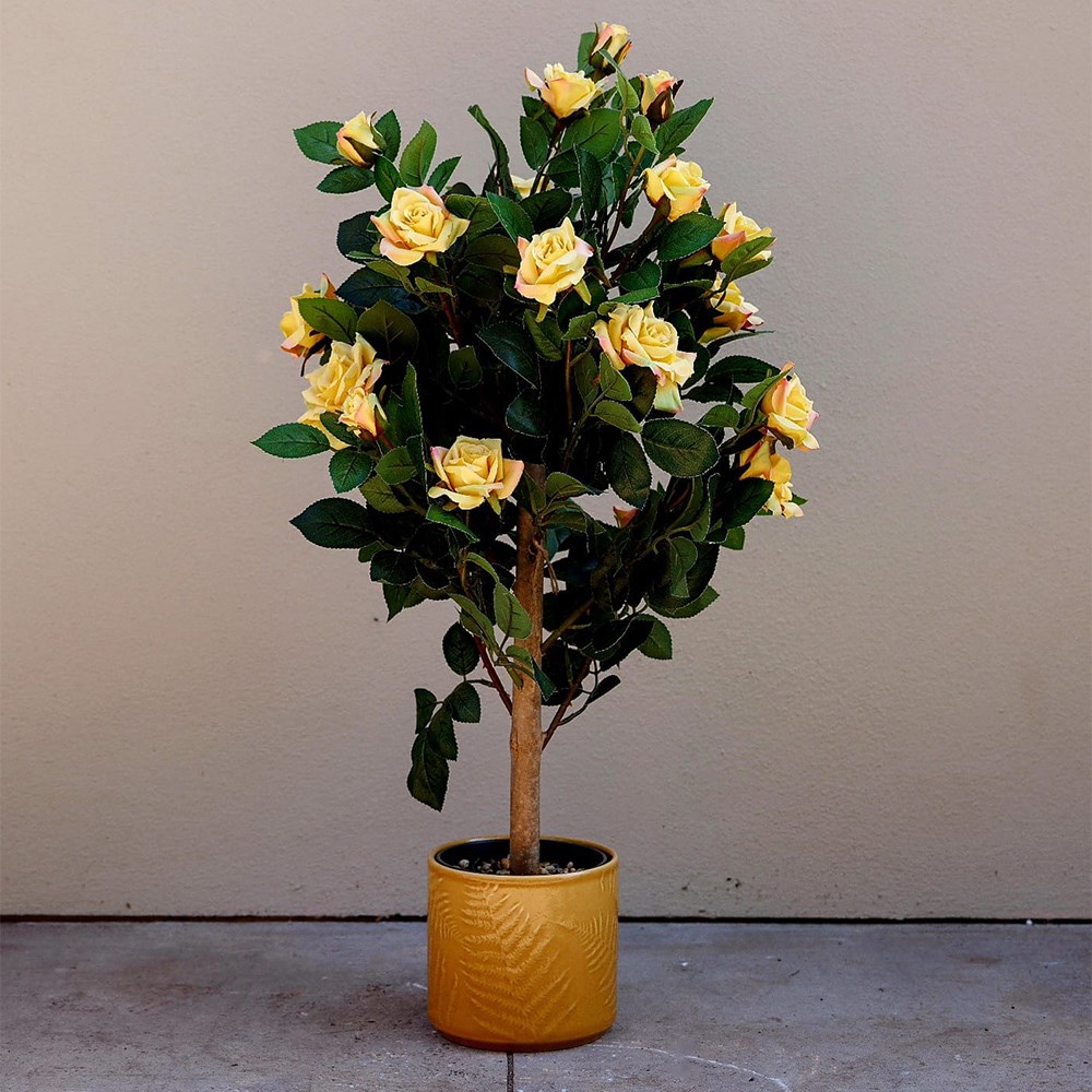 Regent's Roses Sunshine Yellow Artificial Plant 80cm