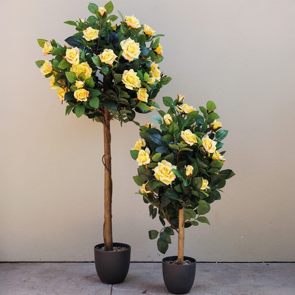Regent's Roses Sunshine Yellow Artificial Plant 80cm