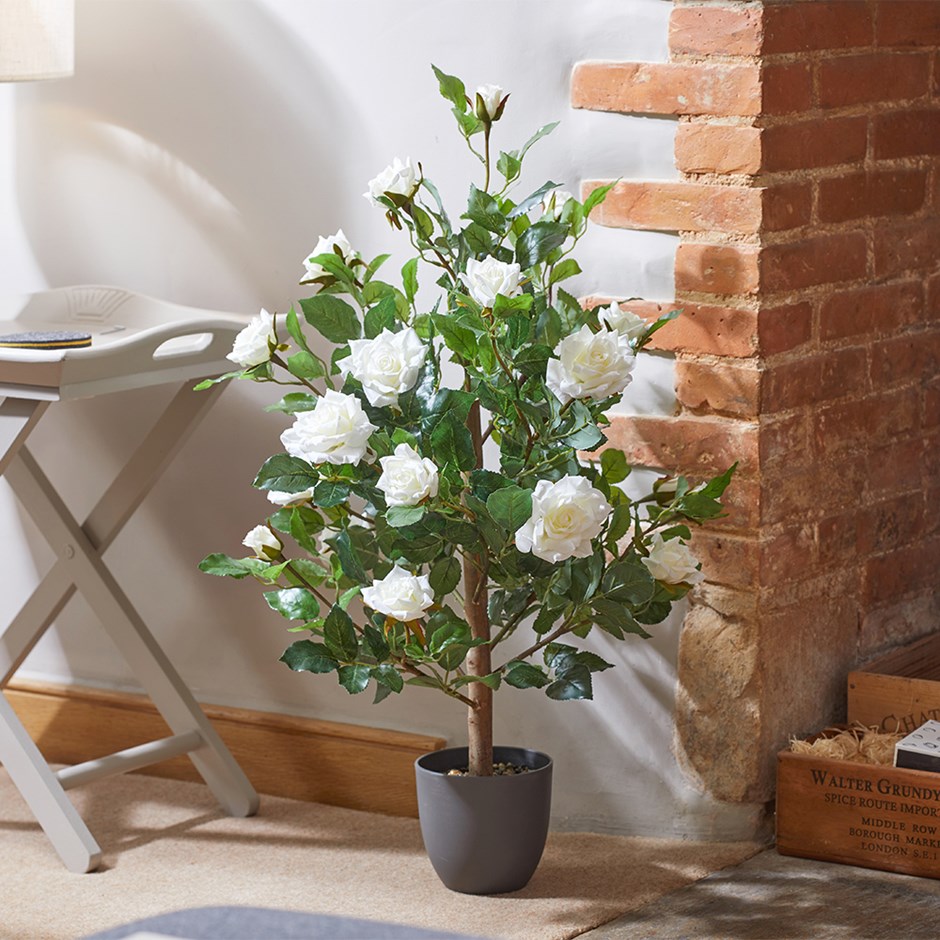 Regent's Roses White Artificial Plant 80cm