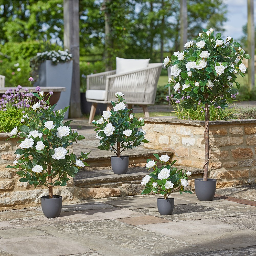 Regent's Roses White Artificial Plant 80cm