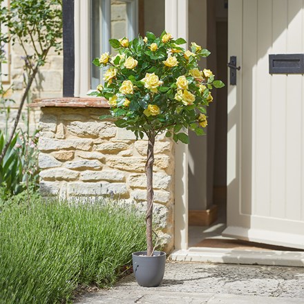 Regent's Roses Sunshine Yellow Artificial Plant 120cm