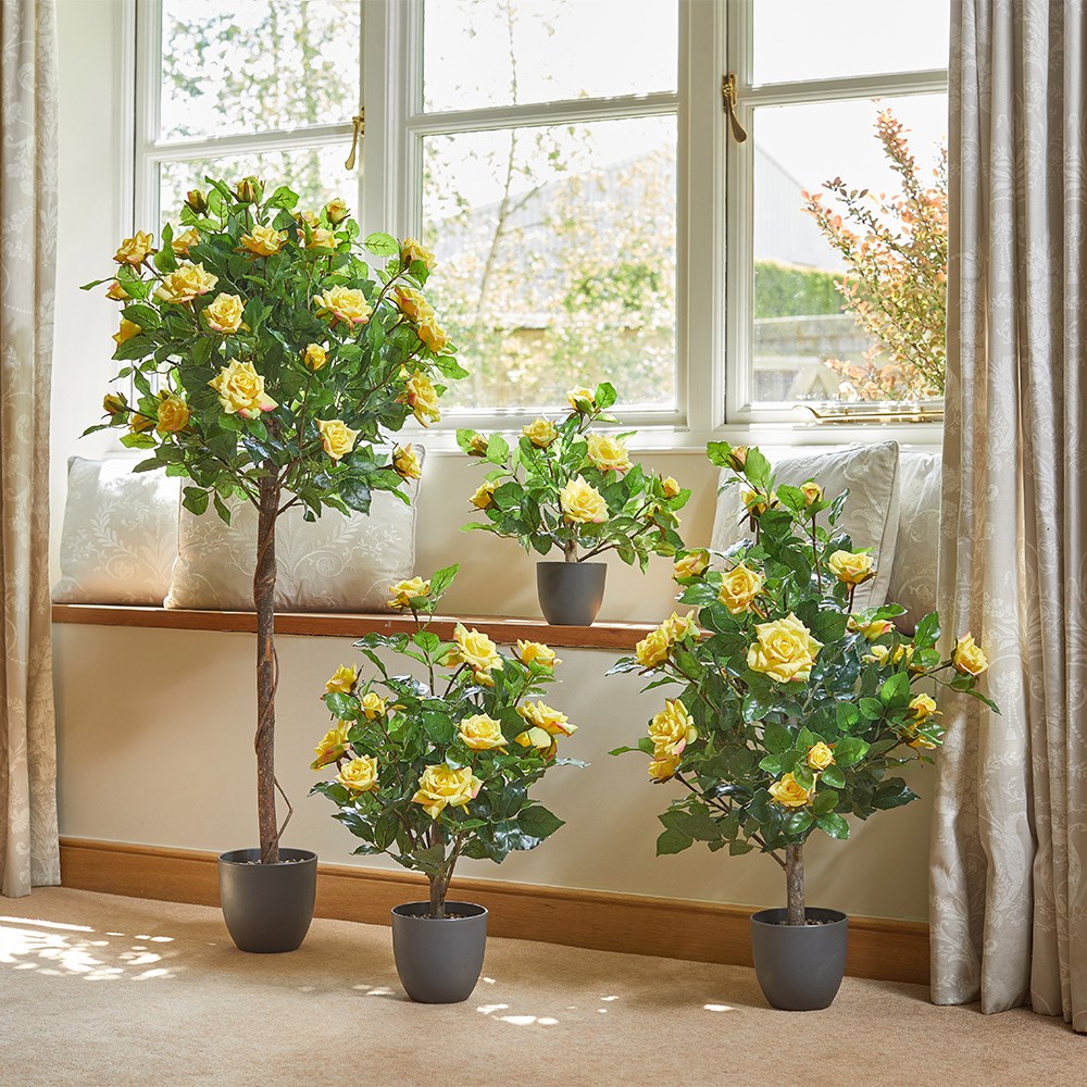 Regent's Roses Sunshine Yellow Artificial Plant 120cm