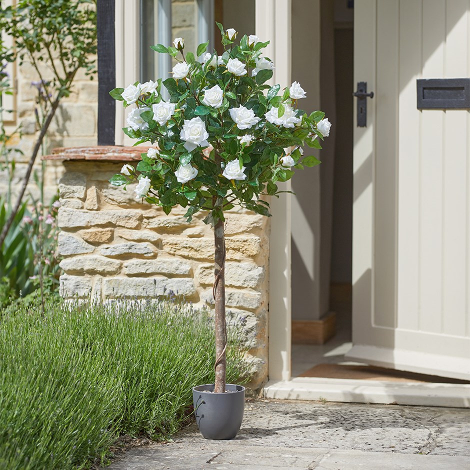 Regent's Roses White Artificial Plant 120cm