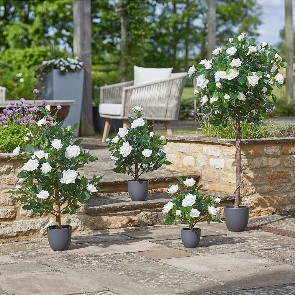 Regent's Roses White Artificial Plant 120cm