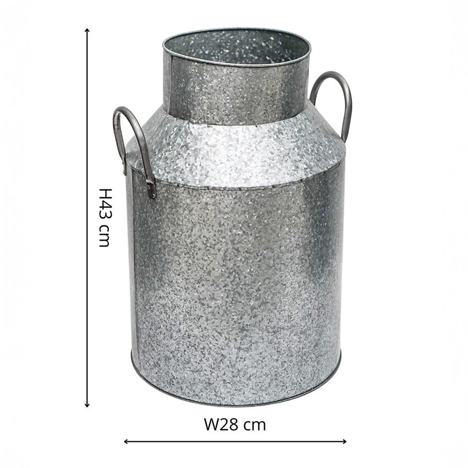 Galvanised Metal Milkchrun Planter