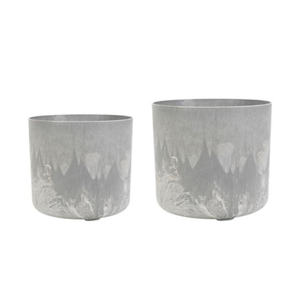 Celine Set of Two Recycled Artificial Stone Grey Planters | H15cms & H18cms