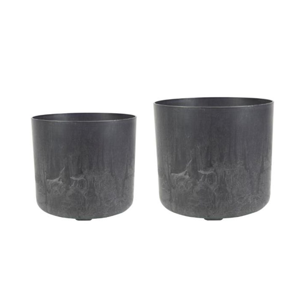 Celine Black Recycled Stone Round Planter