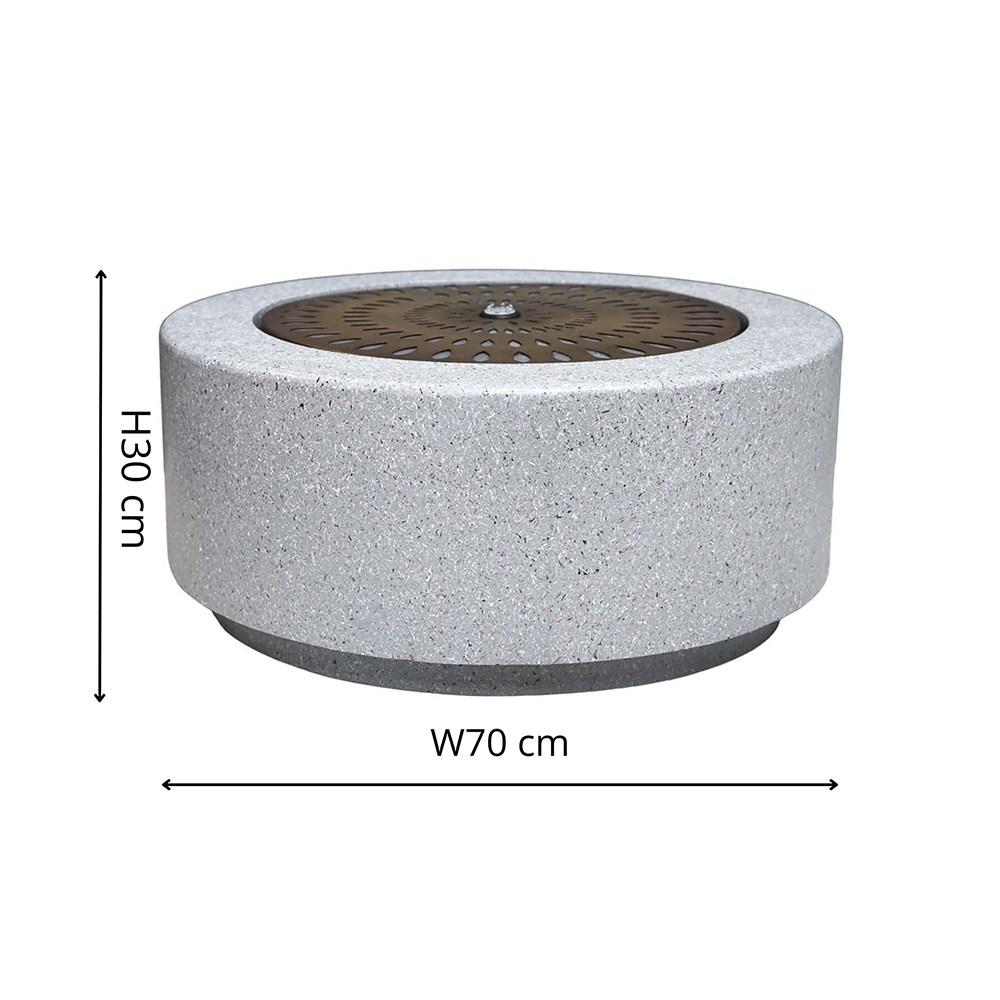 Solis Large Water Feature with Light Display in Terrazzo & Brass | H30cms