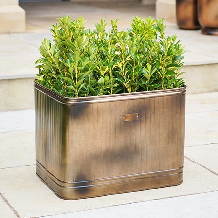 Outdoor Hampton Rectangular Copper Metal Planter | H38cms x W50cms
