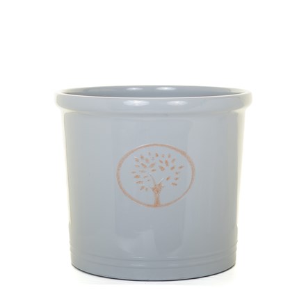 Pair Of Cotswold Cylinder Plastic Planters | Grey | H32cms