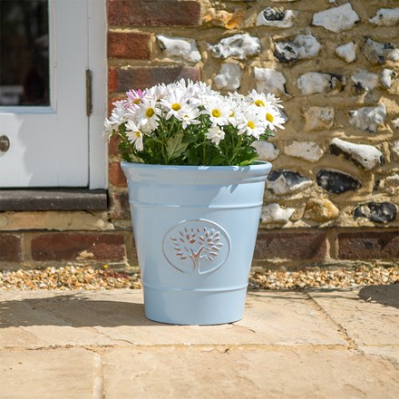 Pair of Blenheim Round Plastic Planters | Aqua