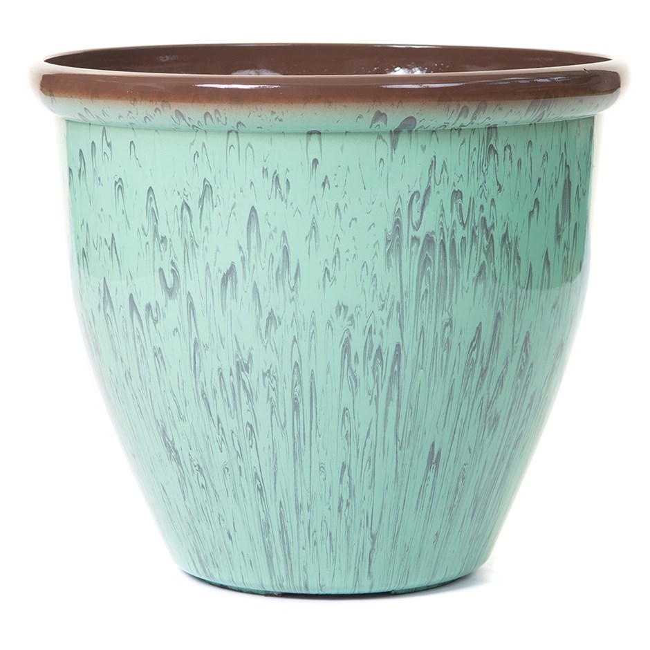 Green Drip Glaze Effect Round Planter