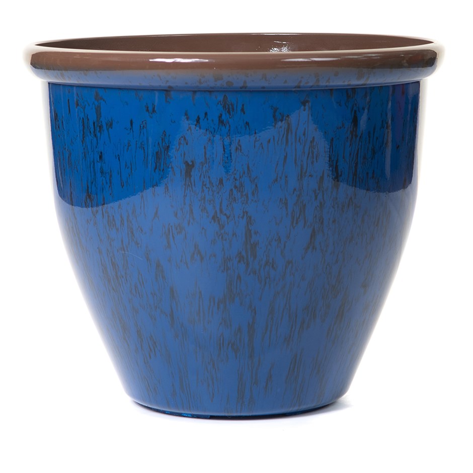 Blue Drip Glaze Effect Round Planter