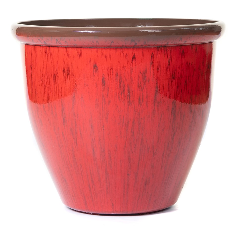 Red Drip Glaze Effect Round Planter